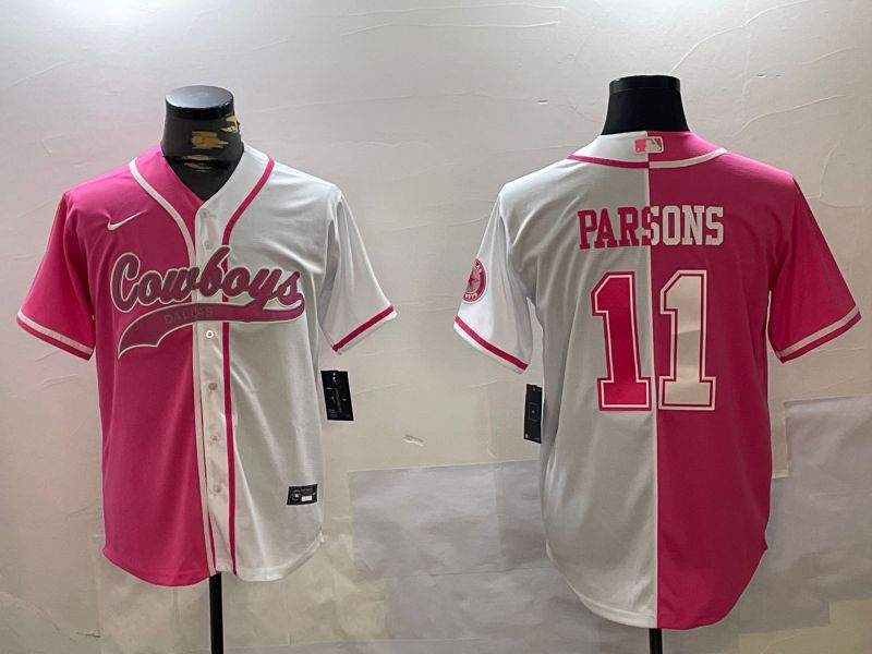 Men Dallas Cowboys #11 Parsons white pink Joint Name 2024 Nike Limited NFL Jersey style 1->dallas cowboys->NFL Jersey